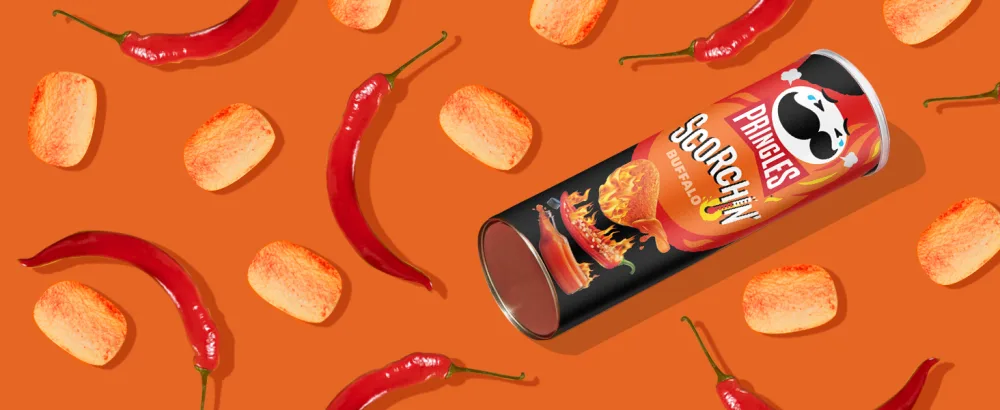 Pringles Potato Chips, Ketchup, 156 Grams/5.50oz Imported from Canada Potato Ketchup 5.5 Ounce (Pack of 1) - Pringles Scorchin