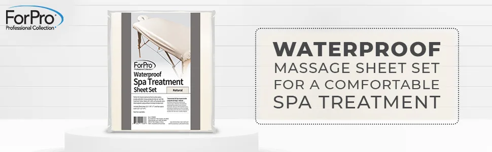 ForPro Waterproof Massage Table Cover, Protective Spa Treatment Sheet Set for Massage Tables, Machine Washable, Includes Massage Fitted Sheet and Face Rest Cover, Natural - product information 1