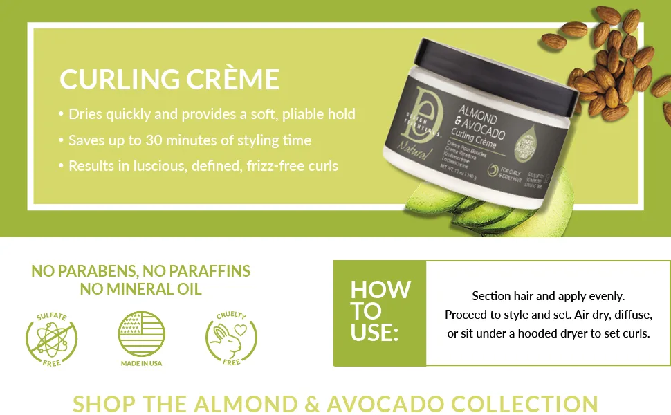 Design Essentials Natural Almond & Avocado Curling Creme, 12 Ounce - Curling Creme