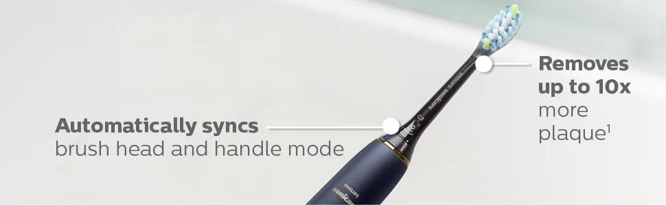 Philips Sonicare DiamondClean Smart 9700 Rechargeable Electric Power Toothbrush, Lunar Blue, HX9957/51 - blue tooth brush and black brush head