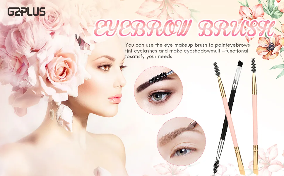 Eyebrow Brush - Set of 3 Spoolie and Angled Eye Brow Brush Apply for Brow Powders Waxes Gels and Blends (Multi-colored) Pink - Eyebrow Brush
