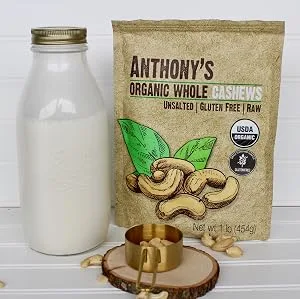 Anthony's Organic Whole Cashews, 1 lb, Raw, Unsalted & Gluten Free - product information 4