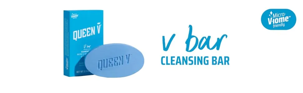 QUEEN V V Bar- Cleansing Bar, 3.5 oz, pH Balanced, Enriched with Aloe and Rose Water, For Use on External Intimate Area - queen v cleansing bar
