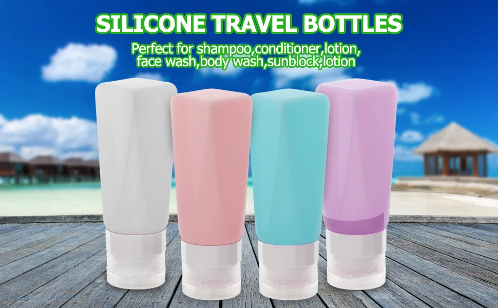 Travel Bottles Leak Proof ,3 oz TSA Approved Silicone Squeezable, Refillable Containers Set for Toiletries Shampoo Conditioner Lotion Multicolor - product information 1
