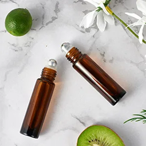 Essential Oil Roller Bottles, 48 Pack Hoa Kinh 10ml Empty Glass Amber Roller Bottles UV Protection with Stainless Steel Balls (10ml-48pack) Amber 48Pack - Essential Oil Roller Bottles