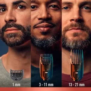 King C. Gillette Cordless Beard Trimmer for Men, Kit includes 1 Trimmer, 3 Interchangeable Combs, 1 Cleaning Brush, 1 Charger, 1 Travel Bag, BLUE - beard trimmer