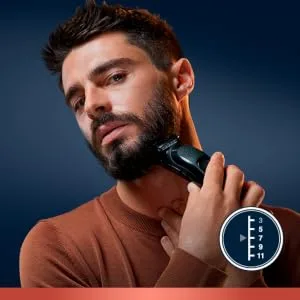 King C. Gillette Cordless Beard Trimmer for Men, Kit includes 1 Trimmer, 3 Interchangeable Combs, 1 Cleaning Brush, 1 Charger, 1 Travel Bag, BLUE - gillette