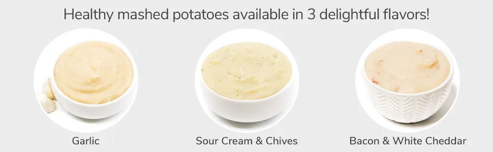 WonderSlim Instant Mashed Potatoes, Garlic, 110 Calories, 11g Protein, 1g Fat, 3g Fiber (7ct) Garlic 1 Box - 7 Count - healthy mashed potatoes 3 flavors garlic sour cream chives bacon white cheddar delicious taste