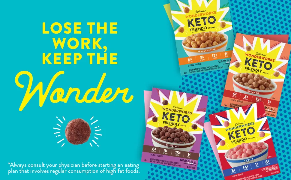 Chocolate Wonderworks Keto Friendly Breakfast Cereal, Keto Friendly Snack, 1g sugar, 10.2 oz - Wonderworks Banner image