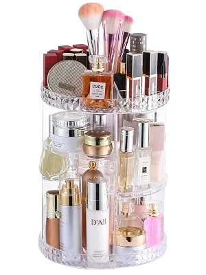 Cq acrylic 360 Degree Rotating Makeup Organizer for Bathroom,4 Tier Adjustable Spinning Cosmetic Storage Cases and Make Up Holder Display Cases,Clear - product information 2