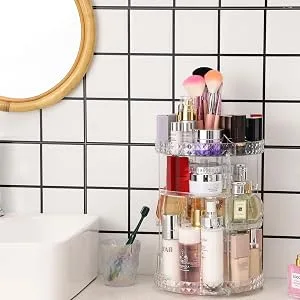 Cq acrylic 360 Degree Rotating Makeup Organizer for Bathroom,4 Tier Adjustable Spinning Cosmetic Storage Cases and Make Up Holder Display Cases,Clear - product information 4