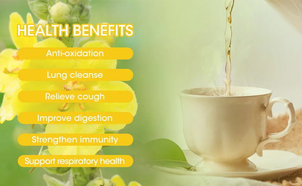 Mullein Leaf Tea - Respiratory and Lung Cleanse Herbal Tea, Caffeine Free, 40 Tea Bags Mullein tea 40 bags - product information 13