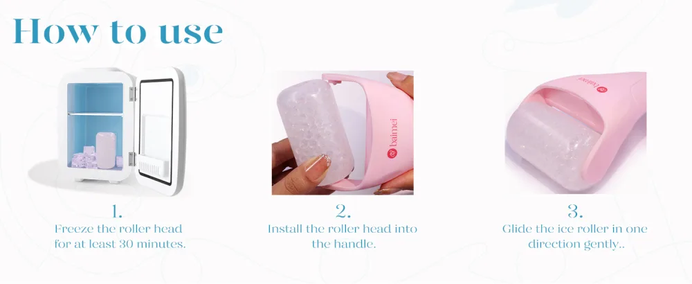 BAIMEI Ice Roller for Face and Gua Sha Facial Tools, Ice Face Roller Reduces Puffiness Migraine Pain Relief-Pink - Ice Roller