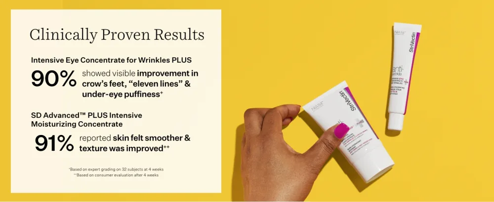 StriVectin SD Advanced Plus Intensive Moisturizing Concentrate for Wrinkles and Stretchmarks, Reduces Look of Deep Wrinkles and Stretchmarks Smooth & Hydrate Set 2 piece Kit - results