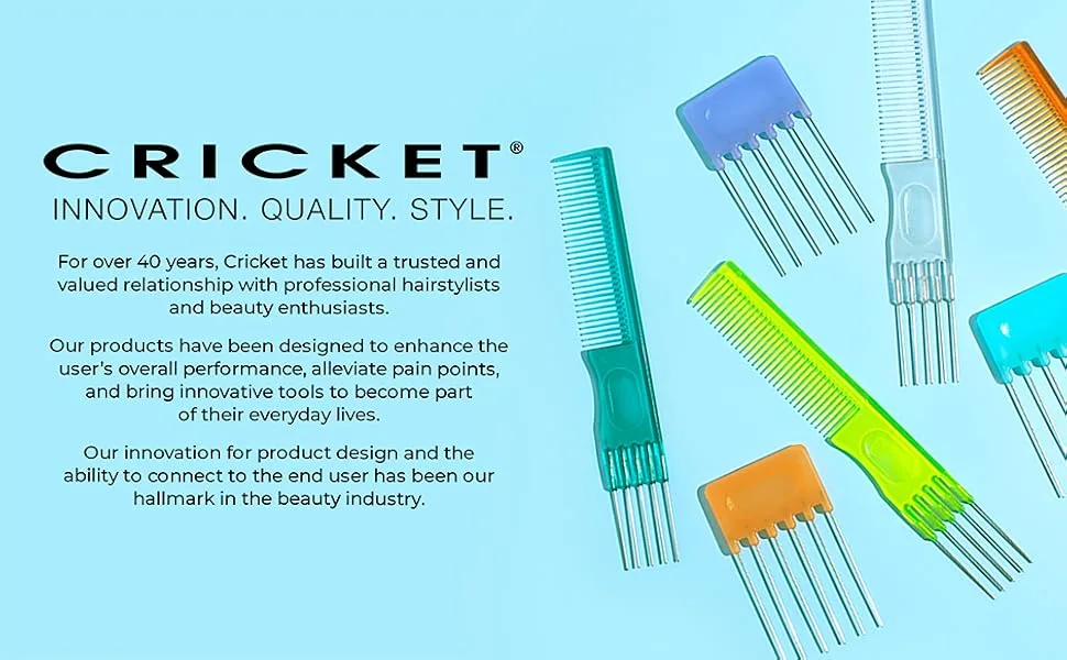 Cricket Ultra Clean Metal Lifting Combs for Styling, Fluffing and Volume (Colors May Vary) - Ultra Clean Combs