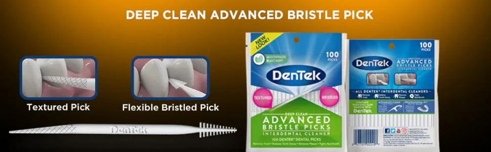 DenTek Easy Brush Advanced Clean Interdental Cleaners, Standard, 10 Count - Deep Clean Advanced Bristle Pick