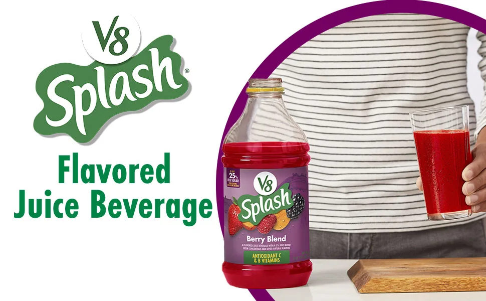V8 Splash Tropical Fruit Blend Flavored Juice Beverage, 16 FL OZ Bottle (Pack of 12) - Image of V8 Splash a Flavored juice beverage
