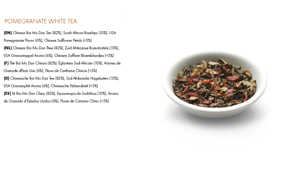Revolution Tea - Mesh Infuser Full Leaf Tea - Pomegranate White Tea - 20 Bags Pomegranate 20 Count (Pack of 1) - ingredients