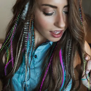 Feather Hair Extensions, 100% Real Rooster Feathers, Long Rainbow Colors (RAIN mix) - all feathers