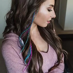 Feather Hair Extensions, 100% Real Rooster Feathers, Long Rainbow Colors (RAIN mix) - feathers