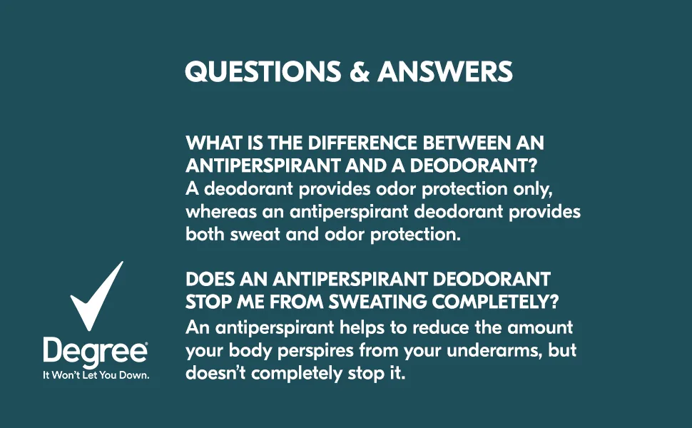 Degree Men Original Antiperspirant Deodorant 48-Hour Sweat & Odor Protection Cool Rush Antiperspirant For Men 2.7 oz Twin Pack - Questions and Answers