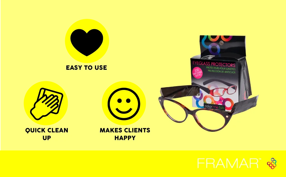 FRAMAR Eyeglass Sleeves - Covers for Eye Glasses against Hair Color, Hair Dye - 200 ct - framar