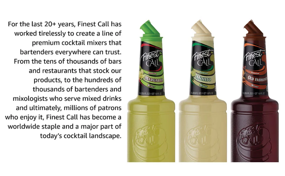 Finest Call Premium Mango Fruit Puree Drink Mix, 1 Liter Bottle (33.8 Fl Oz), Individually Boxed 33.8 Fl Oz (Pack of 1) - Finest Call Premium Cocktail Mixers