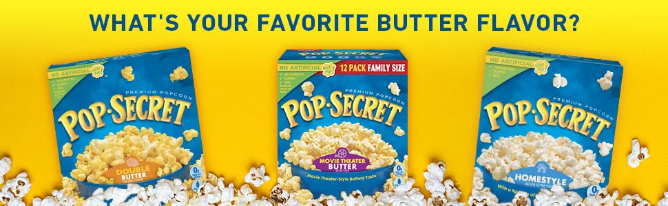 Pop Secret Jumbo Popcorn Kernels, 30 Ounce Jar - POP SECRET popcorn boxes, Double Butter, Movie Theater Butter and Homestyle