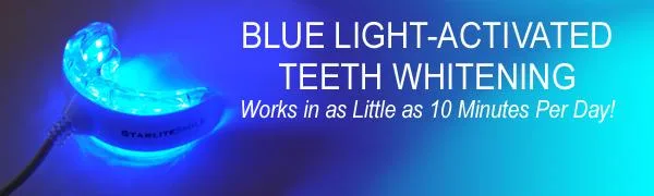 Starlite Smile Teeth Whitening Accelerator Light, 16x Powerful Blue LED Light Mouth Tray, Teeth Whitening Machine for Home Use, Connected with iPhone/Android/USB/USB-C, Teeth Whitener Light Gum Tray - Blue-Light Teeth Whitening Light with 16 Blue LEDS. Activates gel/strips (gel/strips not included).