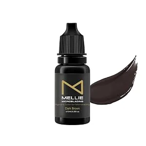 Mellie Microblading Pigment  10 ml/.35fl.oz | Medical Grade | No Mixing | Long Lasting for Professionals Permanent Make Up Supplies (Dark Brown) - darkbrown