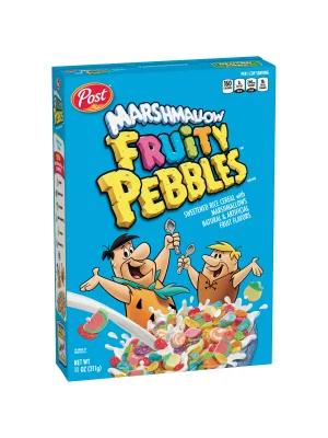 Post Fruity PEBBLES with Marshmallows Cereal, Gluten Free, Sweetened Rice Breakfast Cereal, Small Box, 11 Ounce - unspecified