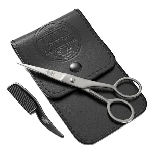 Viking Revolution - Beard and Mustache Scissors w/Comb and Synthetic Leather Case Professional Sharp Surgical Grade Steel for Trimming, Grooming, Cutting Mustache, Beards & Eyebrows Hair - Beard and Mustache Scissors w/Comb and Synthetic Leather Case