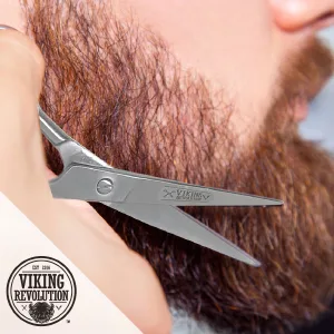 Viking Revolution - Beard and Mustache Scissors w/Comb and Synthetic Leather Case Professional Sharp Surgical Grade Steel for Trimming, Grooming, Cutting Mustache, Beards & Eyebrows Hair - Beard and Mustache Scissors w/Comb and Synthetic Leather Case