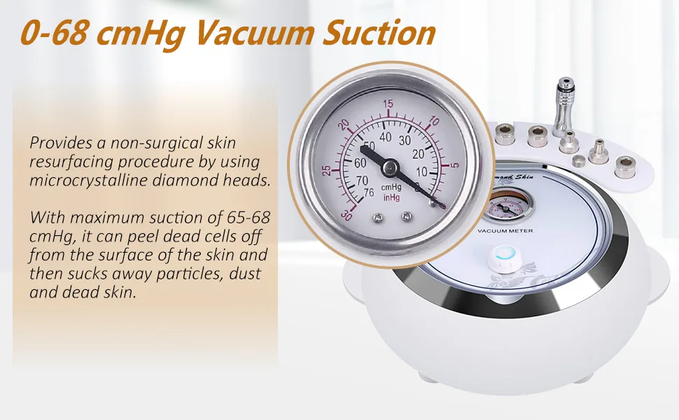 3-IN-1Microdermabrasion Machine, mcwdoit 0-68cmHg Strong Suction Power, Professional Dermabrasion Facial Skin Care - 3 in 1 Diamond Microdermabrasion Machine