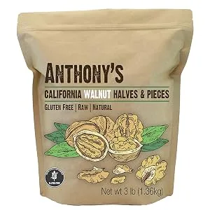 Anthony's California Walnut Halves & Pieces, 3 lb, Shelled, Raw, Gluten Free, Keto Friendly 3 Pound (Pack of 1) - product information 2