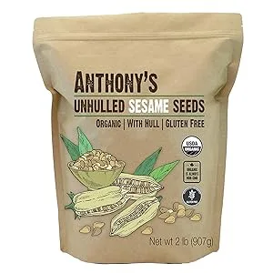 Anthony's Sesame Seeds, 2 lb, Unhulled, Batch Tested and Verified Gluten Free, With Hull, Keto Friendly 2 Pound (Pack of 1) - product information 2