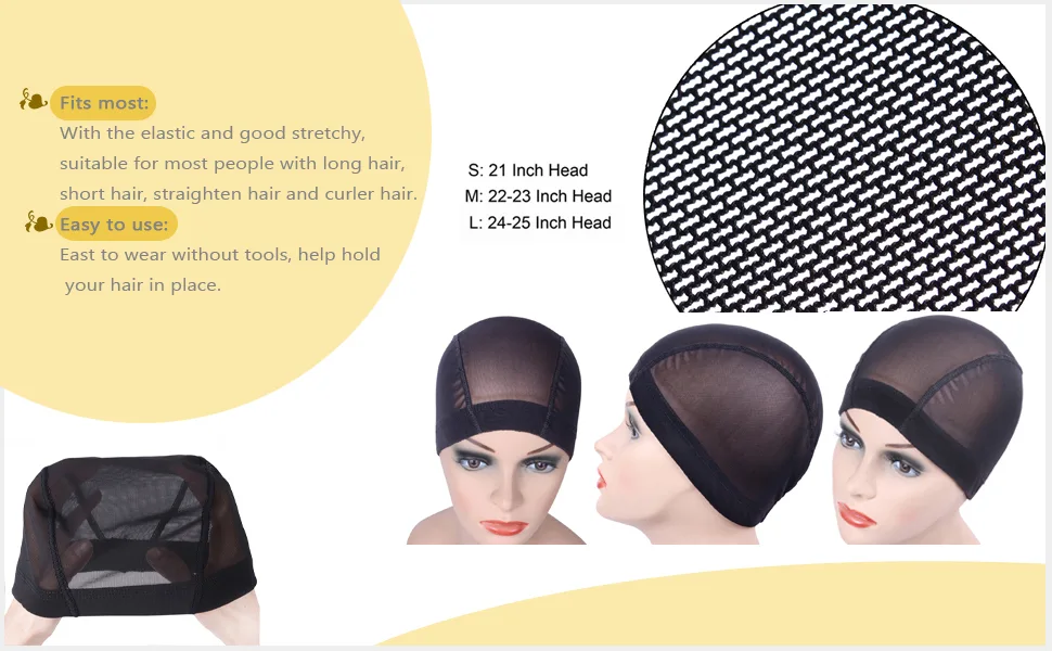 2 Pcs/Lot Wig Caps Mesh Cap for Making Wig Stretchable Hairnets with Wide Elastic Band Mesh Dome Cap for Wigs (Black Mesh Cap M) Medium (2 Count) - Wig Caps Mesh Cap for Making Wig Stretchable Hairnets with Wide Elastic Band