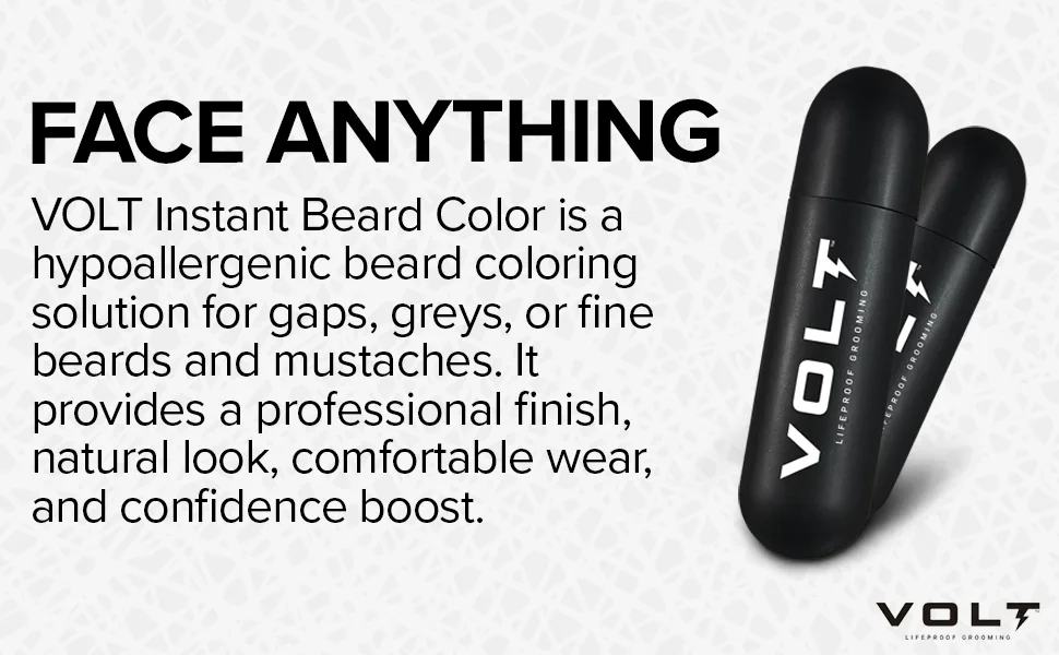 VOLT Grooming Instant Beard Color - Smudge and Water Resistant Quick Drying Brush on Color for Beards and Mustaches, Auburn (Red) Set Auburn (Red) - VOLT Instant Beard Color, ECO 2-Pack Refill, Quick-Drying Brush-On Color for Beards and Mustaches