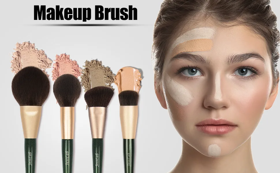 JessLab Blush Brush, Wooden Handle Pro Blush Brush Makeup Face Brush Check Color Brush for Blush Bronzer, Synthetic Bristles (1 Piece) - bamboo makeup brushes