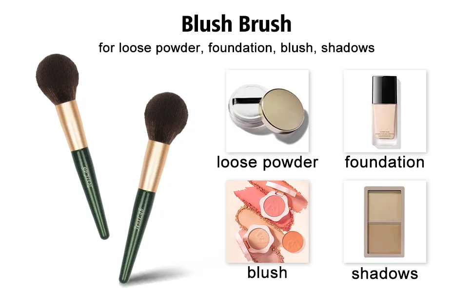JessLab Blush Brush, Wooden Handle Pro Blush Brush Makeup Face Brush Check Color Brush for Blush Bronzer, Synthetic Bristles (1 Piece) - bare minerals brushes