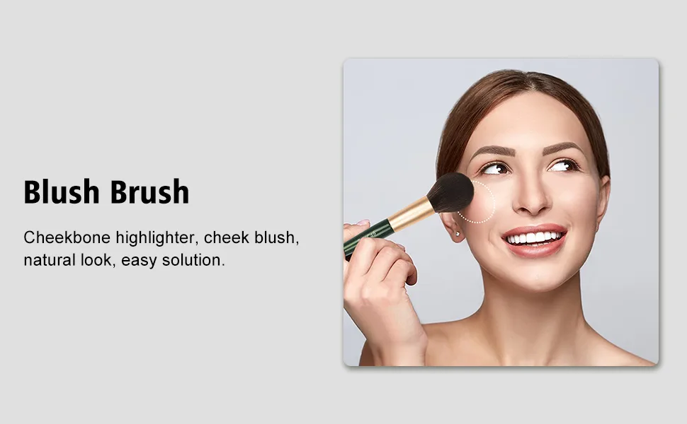 JessLab Blush Brush, Wooden Handle Pro Blush Brush Makeup Face Brush Check Color Brush for Blush Bronzer, Synthetic Bristles (1 Piece) - big makeup brushes