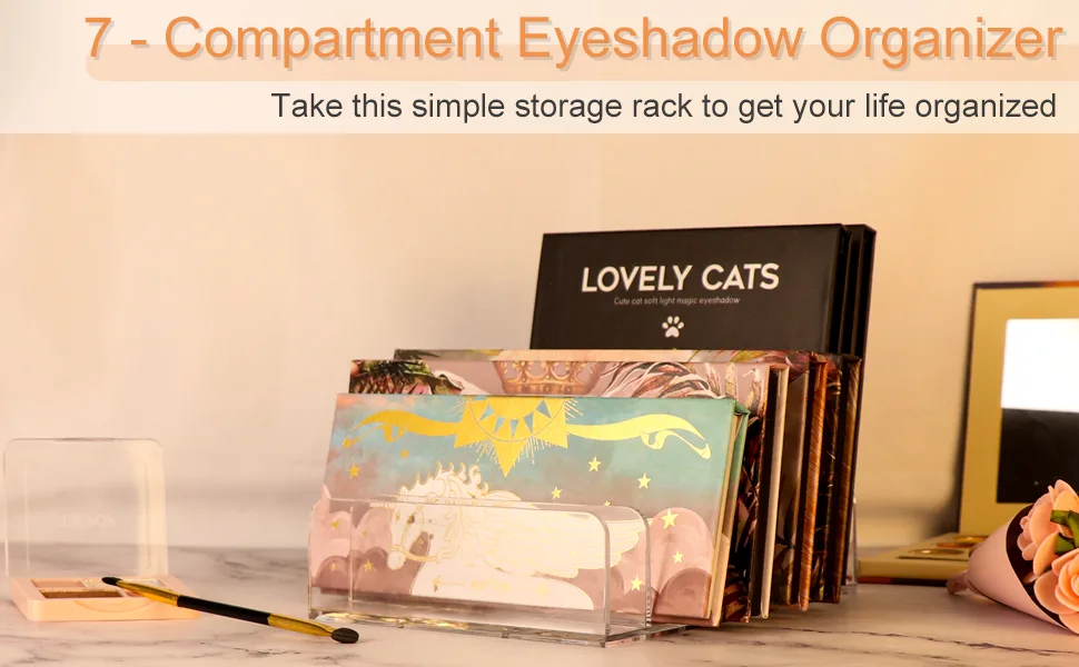 Makeup Organizer, Compact Makeup Palette Organize, for Bathroom Countertops, Vanities, Cabinets, Sleek Modern Cosmetics Storage Solution for - Eyeshadow Palettes, Contour Kits, Blush - 7 Sections 7 Sections - M - Makeup Organizer