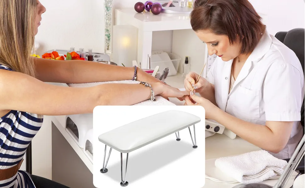 Big Nail Arm Rest, Soft Microfiber Leather Arm Rest for Nails Manicure Hand Rest Pillow Cushion for Nail Technicians, Anti-slip, Stable (White) - B099PP14GW