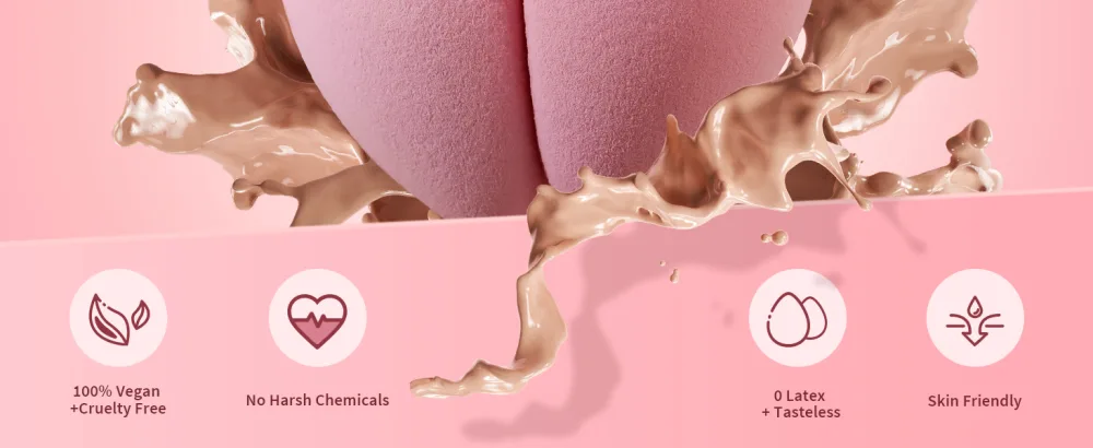 BEAKEY 2 Pcs Makeup Sponge Set, Foundation Blending Beauty Sponge, Flawless for Liquid, Cream, Foundation & Powder, Vertical Cut Makeup Sponges A-Pink - BEAKEY 2 Pcs Makeup Sponge Set, Foundation Blending Beauty Sponge, Flawless for Liquid, Cream,