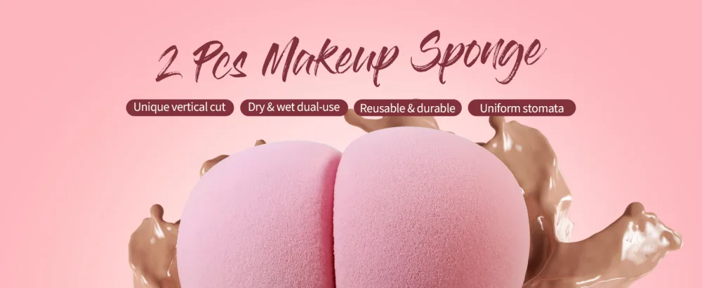 BEAKEY 2 Pcs Makeup Sponge Set, Foundation Blending Beauty Sponge, Flawless for Liquid, Cream, Foundation & Powder, Vertical Cut Makeup Sponges A-Pink - BEAKEY 2 Pcs Makeup Sponge Set, Foundation Blending Beauty Sponge, Flawless for Liquid, Cream,