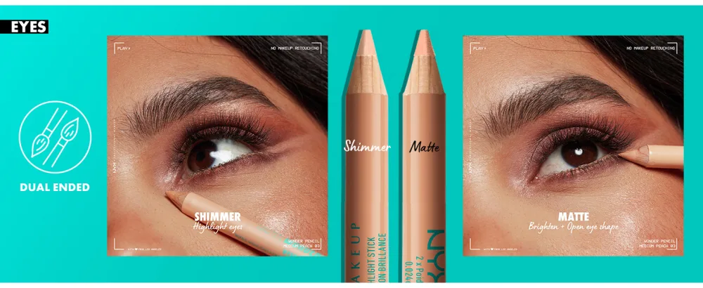 NYX PROFESSIONAL MAKEUP Wonder Pencil, Multi-Use Micro Highlighter & Concealer Stick - Light 01 Light - wonder pencil contour highlight face shaping pencil