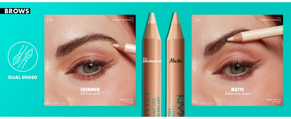 NYX PROFESSIONAL MAKEUP Wonder Pencil, Multi-Use Micro Highlighter & Concealer Stick - Light 01 Light - wonder pencil contour highlight face shaping pencil