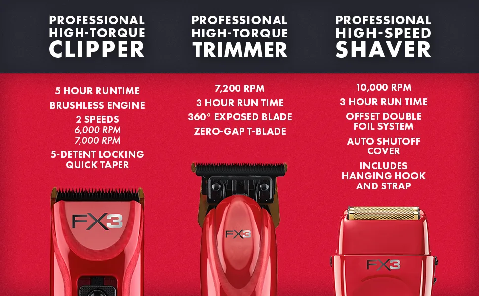 BaBylissPRO Barberology FX3 Collection FX3 Black Shaver - X3 Collection