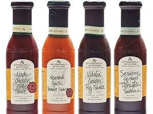 Stonewall Kitchen Roasted Garlic Peanut Sauce, 11 Ounce Roasted Garlic Peanut 11 Fl Oz (Pack of 1) - Stonewall Kitchen Classic Grille Sauce Collection