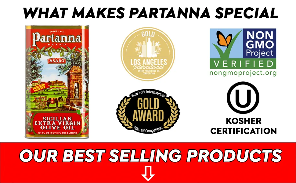 Partanna, Extra Virgin Olive Oil Tin, 16.9 Fl Oz - partanna